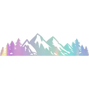 DECALS Mountain Pine Tree Forest (Holographic Opal Purple) (Set of ) Premium Waterproof Vinyl Decal Stickers Laptop Phone Accessory Helmet Car Window Bumper Mug Tuber Cup Door Wall Decoration