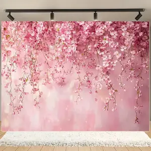 Pink Cherry Blossom Theme Tapestry – Romantic Japanese Aesthetic Wall Hanging, Perfect for Boys & Girls Dorm Decor & Home Decor Tapestry, Ideal Valentine's Day Romantic Decor Gifts, 2D Print Tapestry