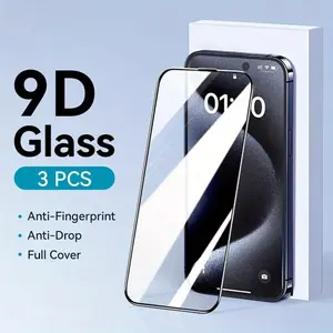 9D Full Screen Tempered Glass Film, HD Anti-Scratch Anti-Fingerprint Oil Repellent, 9h Hardness Shockproof Protection for iPhone 16 Series