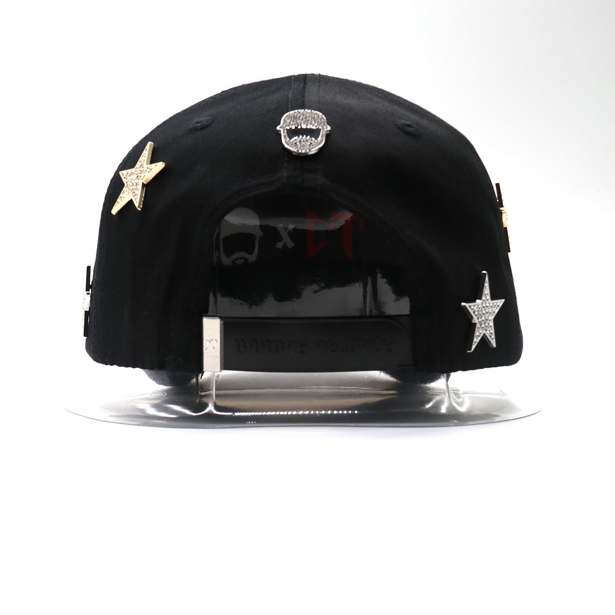 Black Baseball Cap with 3D Rhinestone Star & Moon Metal Decor, Unisex Adjustable Streetwear Cap