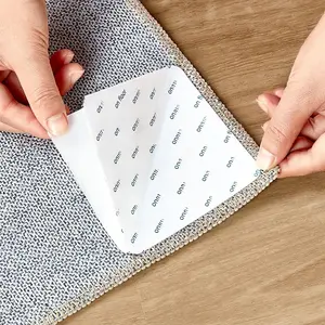 12 count Rug Tape Sticker: Rug Pad Gripper for Hardwood Floors Double Sided Adhesive Carpet Tape Anti Slip Rug Grips for Area Rugs to Keep Rugs in Place- White