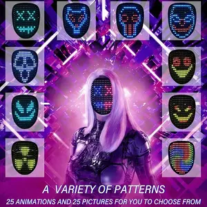 Led Mask with Gesture Sensing with App Controlled - Programmable LED Mask Digital Luminous Mask for Costume Cosplay