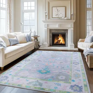 REZUTAN Large Living Room Area Rug  Modern Oushak Design Machine Washable with Rubber Backing Non-Slip Low Pile for High Traffic Areas Bedroom Dining Nursery Soft Comfortable Home Decor Rug ideal choice