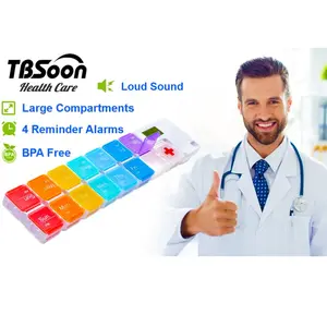[TBSoon] Pill Box with Alarms, Loud Sound, Large Compartment,Large Screen,Moisture-Proof Design,Hold Vitamins,Fish Oil,Weekly Pill Box/Cases,Daily Medicine Dispenser, Pill Organizer with Alarms