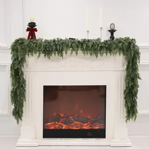 Artificial Cedar for Christmas Decoration - Realistic Winter Greenery for Mantel, Fireplace, Table, Door, Indoor 6FT
