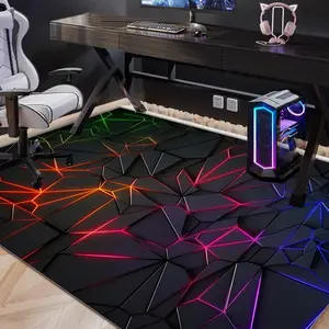 Soft Geometric Gaming Area Rug, Modern Abstract Rug, Perfect for Bedroom & Game Room Decor, Comfortable Floor Mat for Living Room, Kitchen, Entryway