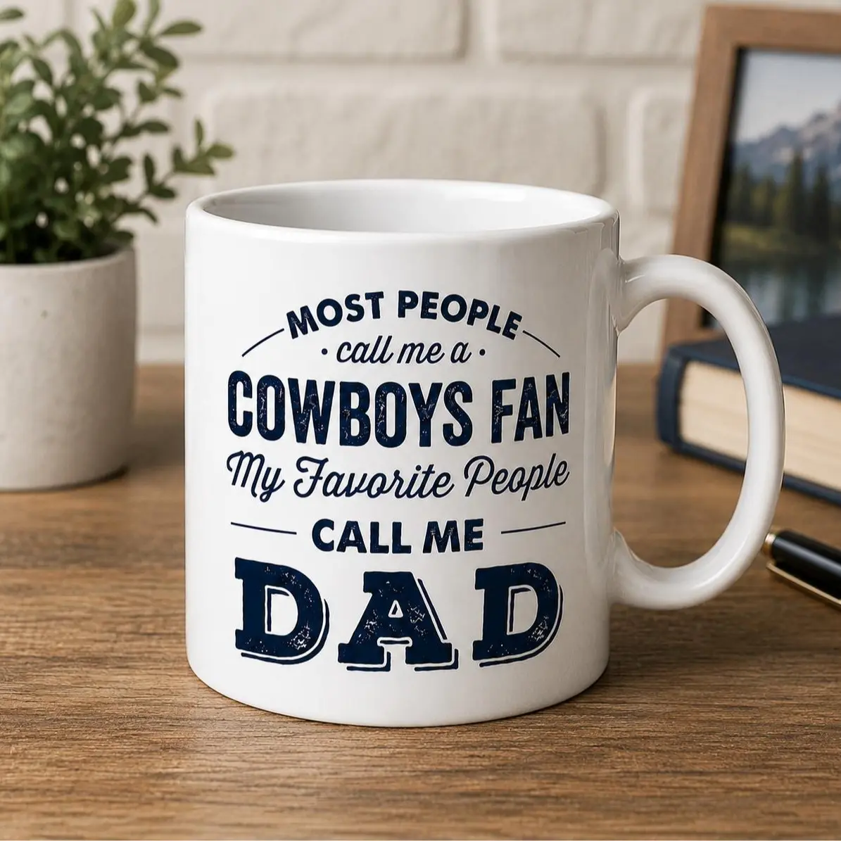 Cowboys Fan Dad Coffee Mug, Father’s Day Gift For Football Dad, Funny Favorite People Call Me Dad Cup For Home Office, Navy Vintage Sports Mug