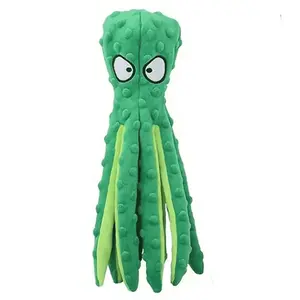 No Stuffing Octopus Dog Squeaky Toy Crinkle Plush Durable Interactive Chew Toy