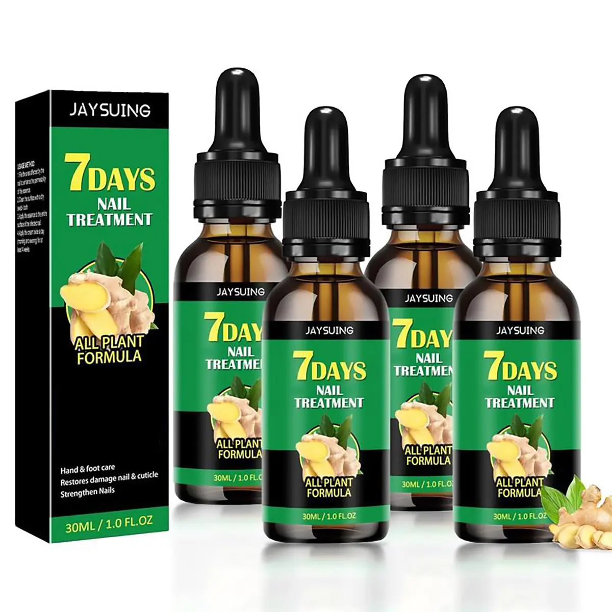 Jaysuing Ginger Nail Care Oil, Nail & Cuticle Moisturizing Serum for Toenails and Fingernails, Daily Nail Care