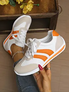 Women's Lightweight Outdoor Party Training Shoes, Casual Fashion Comfortable Classic PU Leather Sneakers, Sports Shoes, All Seasons Patchwork Design