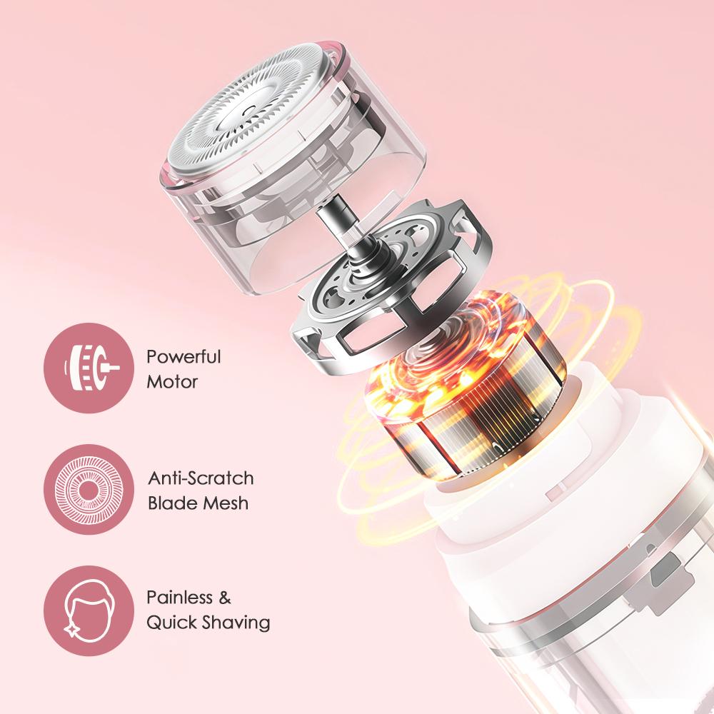 Women's 2-in-1 Dual-Head Electric Shaver Trimmer Hair Remover - Rechargeable Painless Device with IPX7 Waterproof Detachable Stainless Steel & Ceramic Heads, Wet Dry Portable PC Charger Compatible for Face, Bikini Area Women's 2-in-1 Dual-Head Electric Shaver Trimmer Hair Remover - Rechargeable Painless Device with IPX7 Waterproof Detachable Stainless Steel & Ceramic Heads, Wet Dry Portable PC Charger Compatible for Face, Bikini Area