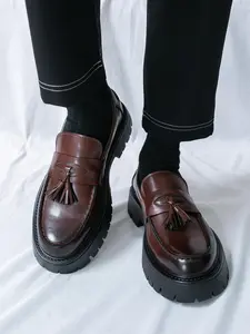 Men's Fashionable PU Leather Loafers, Casual Comfortable Fashionable Slip-on Loafers for Daily Wear, Business Casual Versatile Shoes for Men, Boy, Round Toe Footwear