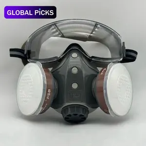Reusable Industrial Gas Mask with 2 Filters, Dustproof Paint Spray Mask with Goggles, Protective Mask for Chemical Work, Construction Gear #GLOBAL PICKS