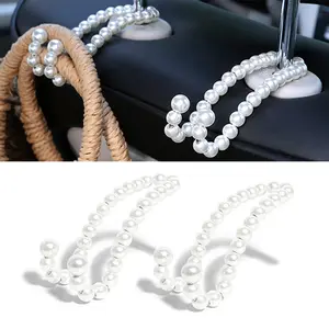 Purse Hook for Car, Cute Pearl Bag Hanger for Seat Headrest Organized, Girly Car Decor Accessories for Women