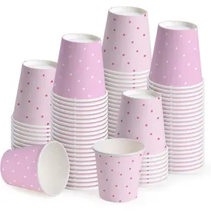 3oz Paper Cups - 100 Pack Disposable Bathroom Cups with  and White Dot Design, Small Mouthwash Cup for  Rinse,  Bathroom, Picnic, BBQ, Travel and  Girl Party