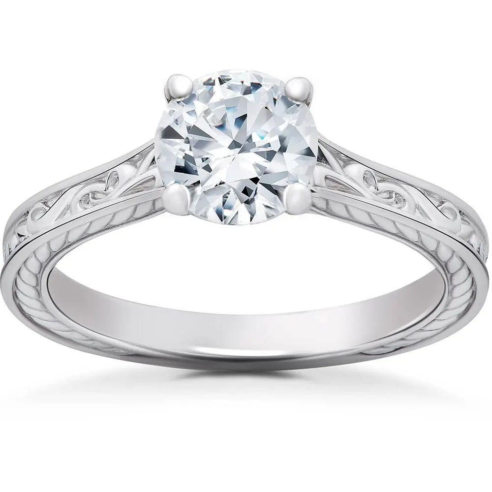 1 1/4Ct Round Vintage Solitaire Lab Grown Diamond Engagement Ring 14k Gold 1 1/4Ct Round Vintage Solitaire Lab Grown Diamond Engagement Ring 14k Gold