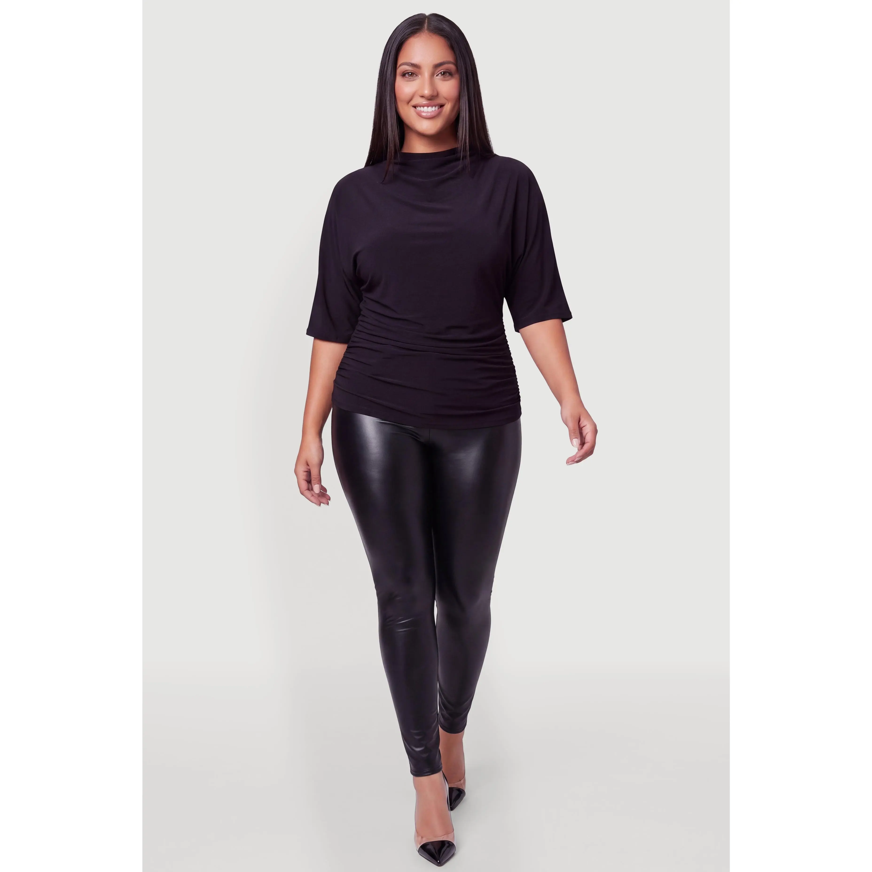 Plus Size Fleece Lined Faux Leather Leggings