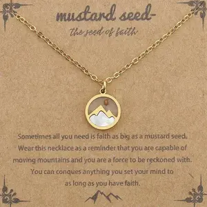 Women's fashion mustard seed necklace, wishing oval friendship necklace, suitable for friends, mothers, daughters birthday gifts