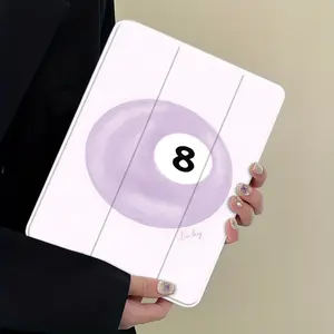 Purple 8 Ball Tablet Protector, Y2K Lucky Aesthetic Case, Auto Sleep/Wake, Anti-Drop & Anti-Scratch, Transparent Hard Back, Fits 7.9/8.3/10.2/10.5/10.9/11/12.9/13 Inch, Full Shockproof Protection for Work