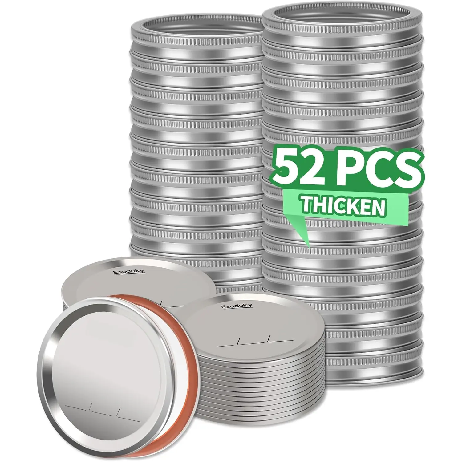 52 count Mason Jar Lids with Rings Regular Mouth, Upgrade Canning Lids with Rings/Bands for Ball, Kerr Jars and More, Split-Type with Leak Proof & Airtight,  Grade Material for Mason Jars
