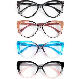 4PC Cat Eye Reading Glasses for Women,Blue Light Flexible Spring Hinges.Anti-glare Readers Fashion Reading Glasses for Women 1.75