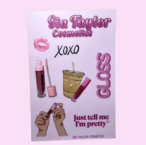 Sticker SHEET!  Contains 8 stickers all lipgloss theme with coffee and lipgloss and xoxo cute girly makeup stickers sheet