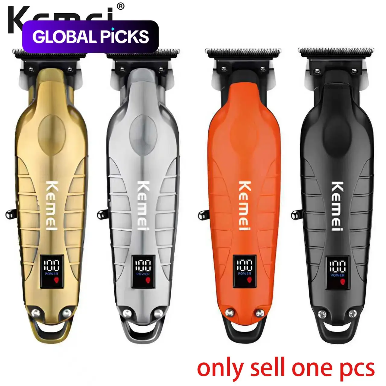 Kemei KM-2293 Metal Body Digital Electric Hair Clipper, Cordless Rechargeable Clipper with Lithium-Ion Battery, 4 Colors Available, Professional Wireless Barber Hair Clipper, Cordless Hair Clippers #GLOBAL PICKS