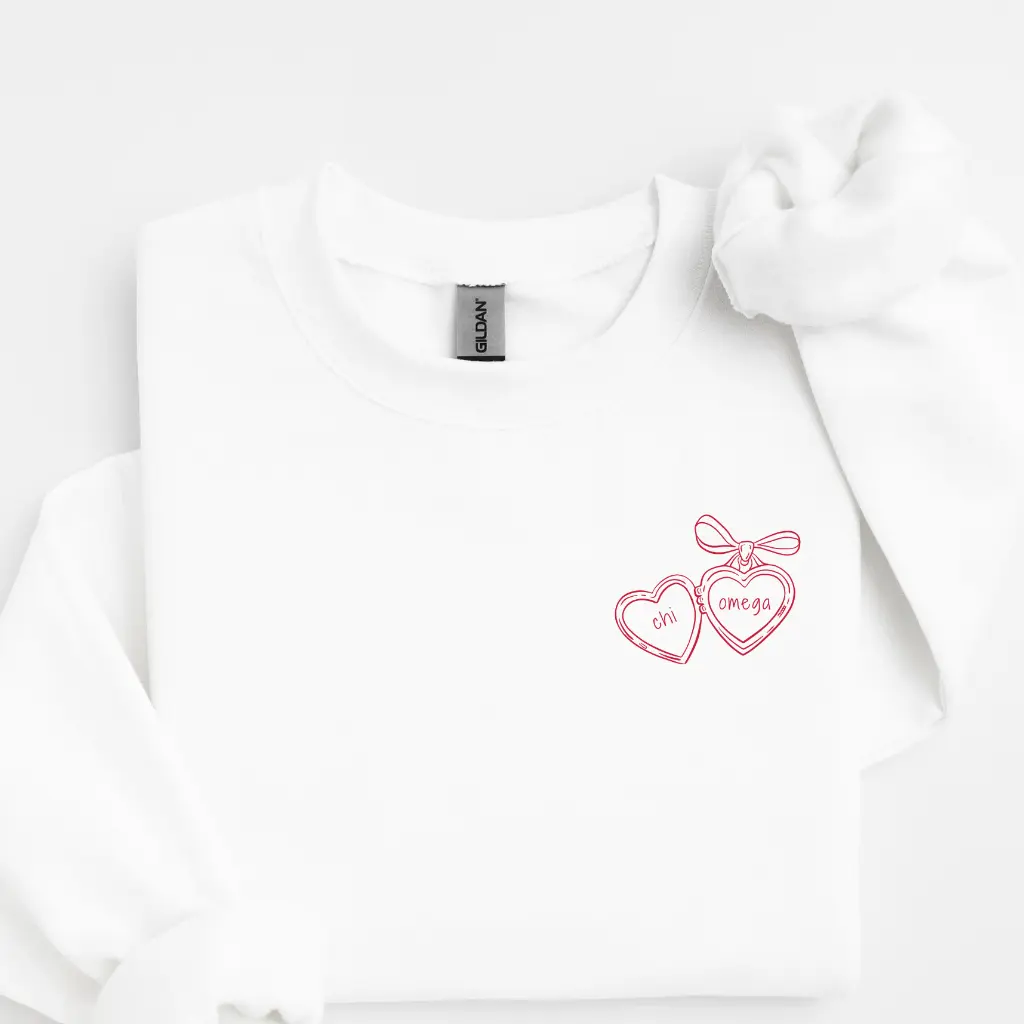 Chi Omega Crimson Heart Locket Sweater