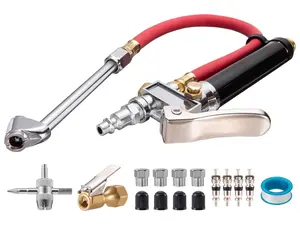 10-120 PSI Heavy Duty Tire  Gauge with Inflator Air Chuck with  Gauge with 4 Way Tool and Valve Cores Air Compressor Attachments Tire Inflator Nozzle for  Automotive