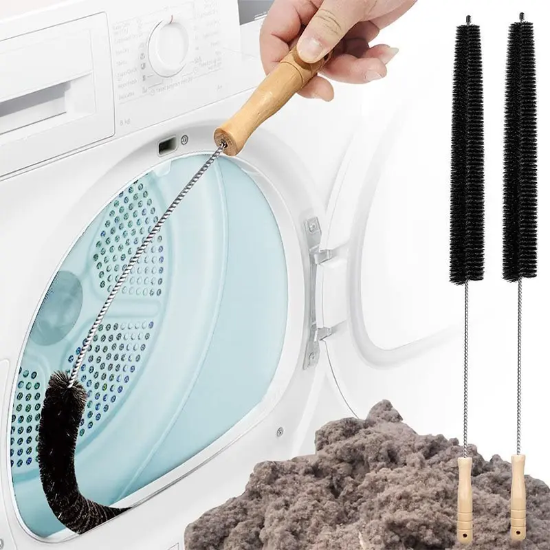 Flexible Radiator Cleaning Brush with Wooden Handle, Soft Bristles, Multipurpose Cleaning Tool for Washing Machine, Dryer, Refrigerator Coil Cleaning