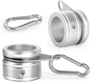 Flag Pole Rings,  Alloy Flag Pole Clips Swivels 360 Rotating Anti Wrap Mounting Ring with Carabiner, Flag Pole Kit Parts (:1 Inch -Pack of 2())