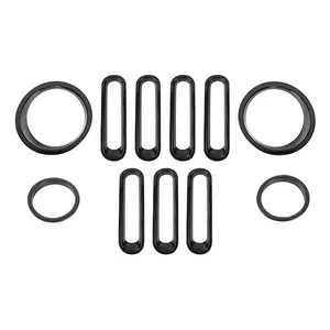For 2007-2017 Jeep Wrangler JK Front Grille Insert & Headlight & Turn Signal Light Trim Cover Kit, Car Accessories, Accessories For Car