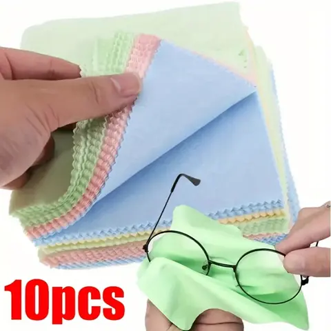 10 Pack Fine Fiber Cleaning Cloths, Lens & Phone Screen Cleaner Wipes, Camera Cleaner, Random Colors, Ideal for Eyeglasses and Screens