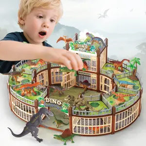 Dinosaur Playground Toy Set 215PCS – 18 Realistic Dinosaurs, Build Your Own Dinosaur Park, Interactive Play with Openable Cage & Battle Station, for Boys & Girls, Enhance Kids’ Creativity