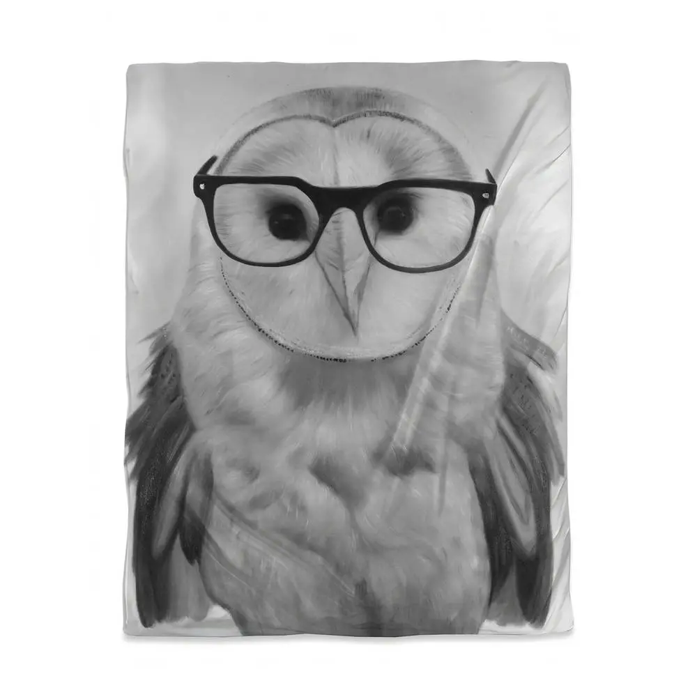 Decorative Duvet Cover, White Twin Size Microfiber Bedding with Microfiber Face & Face Print, Whimsical 360-Stand Realistic Barn Owl Glasses Design, Hidden Zipper, Machine Washable, Animal/Bird-Themed Soft Furnishing - 3817-VWCT-AN295