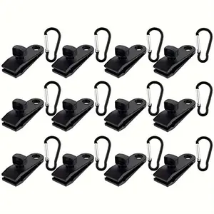 24pcs Heavy Duty Tarp Clips with Carabiner for Outdoor Camping, Awnings, Canopies, and More - Securely Locks Tarps, Car Covers, and Swimming Pool Covers