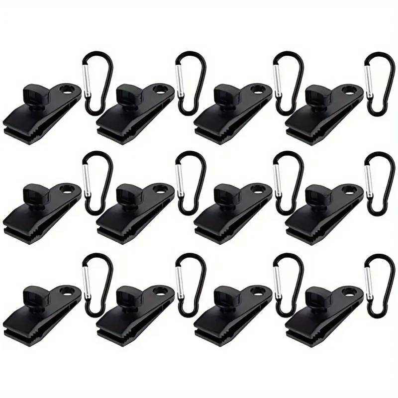 24pcs Heavy Duty Tarp Clips with Carabiner for Outdoor Camping, Canopy Tent Camping, Awnings, Canopies, Camping Supplies, Camping Equipment, and More - Securely Locks Tarps, Car Covers, and Swimming Pool Covers