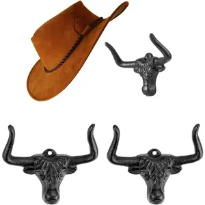 Cowboy Hat Rack for Wall,3 Pack Modern Metal Cast Iron Cowboy Hat Holder Cowgirl Hat Hanger Western Wall Decor Hat Hooks