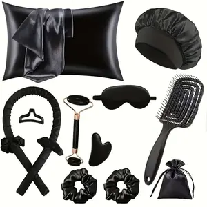 13-Piece Sleep Hair Design Tool Set, Includes Curler, Facial Massager, Pillowcase, Hollow Comb, Nightly Hair Care Styling Kit, Heatless Styling Tools, Heatless Curling Set, Perfect Gift