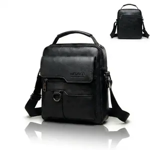 WEIXIER Men's PU Leather Retro Crossbody Bag - Large Capacity Messenger Bag with Adjustable Shoulder Strap for Business, Travel
