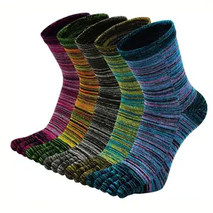 5pcs Double men's 5-toe separation socks Sports cotton socks 5-toe striped socks mid-tube split toe stockings Soft, comfortable and breathable suitable for everyday wear sports fitness Pet Supplies Menswear Athletic summervibes