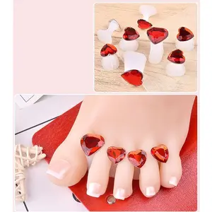 Nail Silicone Finger Splitter Toe Splitter Daisy Water Drip Rhinestone Decorative Nail Tool Toe Divider Nail Care Special Accessories 8 pcs/pack