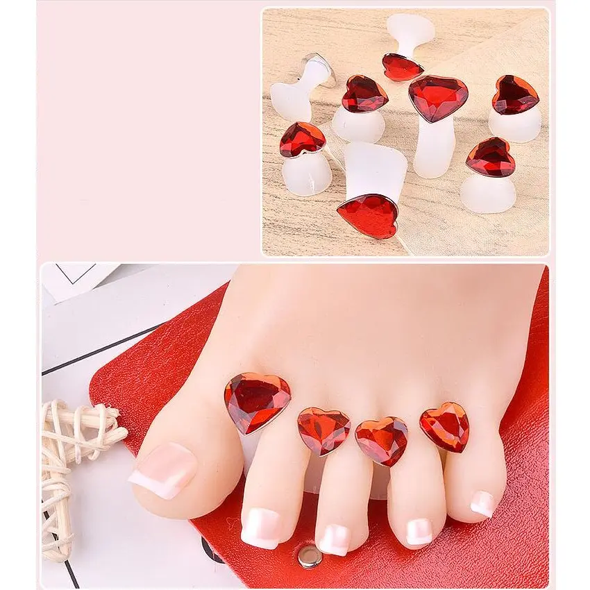 Nail Silicone Finger Splitter Toe Splitter Daisy Water Drip Rhinestone Decorative Nail Tool Toe Divider Toe Separators Nail Care Special Accessories 8 pcs/pack