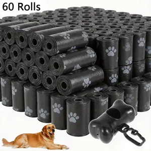 30/60 Roll Dog Poop Bags Pet Waste Bags Dog Waste Bags with Breakpoint Design Pet Poop Clean Pick Up Tools Pet Accessories for Home Outdoor (Black)