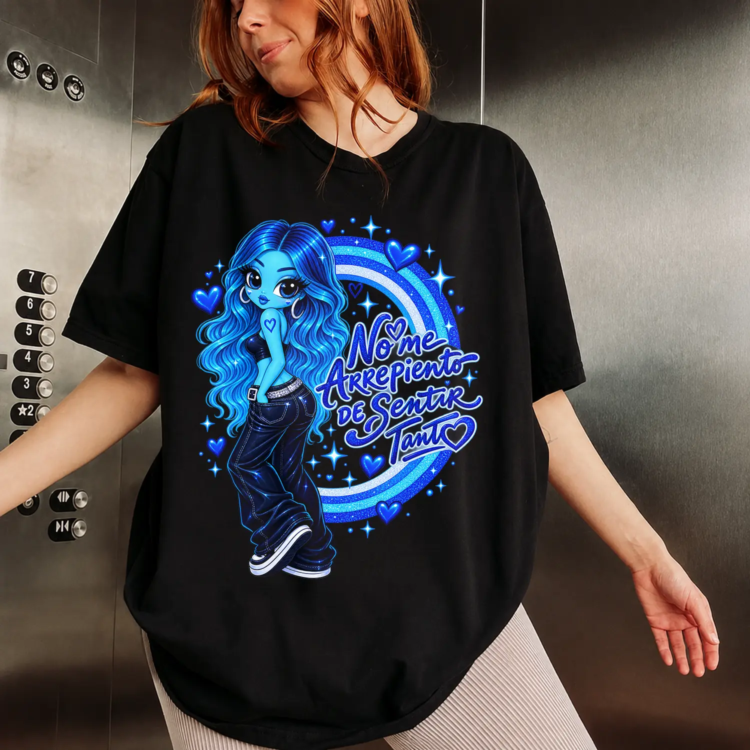 Karol-G No Me Arrepiento De Sentir Tanto Graphic Shirt,  Blue Hair Bratz Doll La Bichota Tee, Bichotas Latin Music Fan Gift, KG Reggaeton Merch, Y2K Streetwear