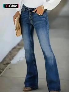 women's plain button pocket flare leg jeans, casual bell bottoms trousers for daily wear, slim ladies bottoms for all seasons, flared pants for women, jeans for women, bell bottom jeans, denim clothing, womenswear, bootcut jeans