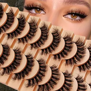 10 Pairs Russian Strip Eyelashes Thick Slender Fluffy False Eyelashes Daily Thick Eye End Lengthening Messy Lashes Fluffy Cluster Lashes