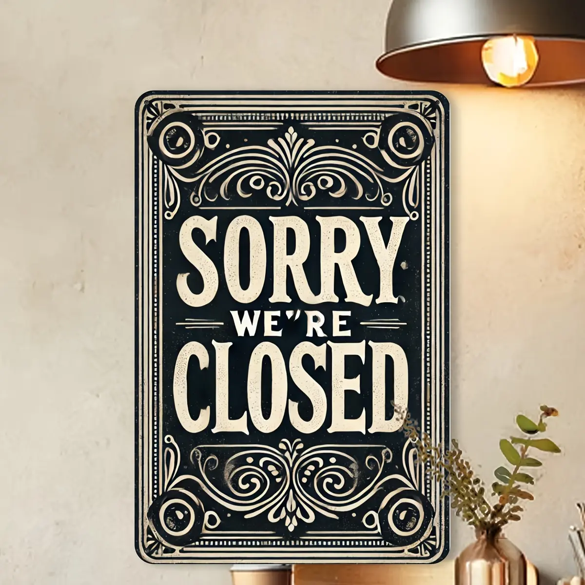 Vintage "Sorry We're Closed" Metal Sign - 8x12 Inch Retro Iron Tin Sign Plaque for Home, Bar, Garage, Man Cave, Club Wall Decor - Foil Carved Iron Art Poster