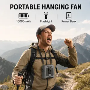 Portable Waist Fan Clip On, Rechargeable Wearable Belt Fan with LED Display, Strong Airflow for Outdoor Work, Camping & Travel