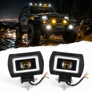 2PCS 20W 3000LM Dual-Color LED Pods, Amber/White Spot Off Road Driving Work Fog Lights | IP66 Waterproof Auxiliary Lamps for Motorcycle SUV ATV Truck Boat Tractor